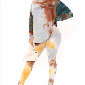 Don't Get This Twisted Tie Dye Pant Set - Mustard/combo - Size: Medium